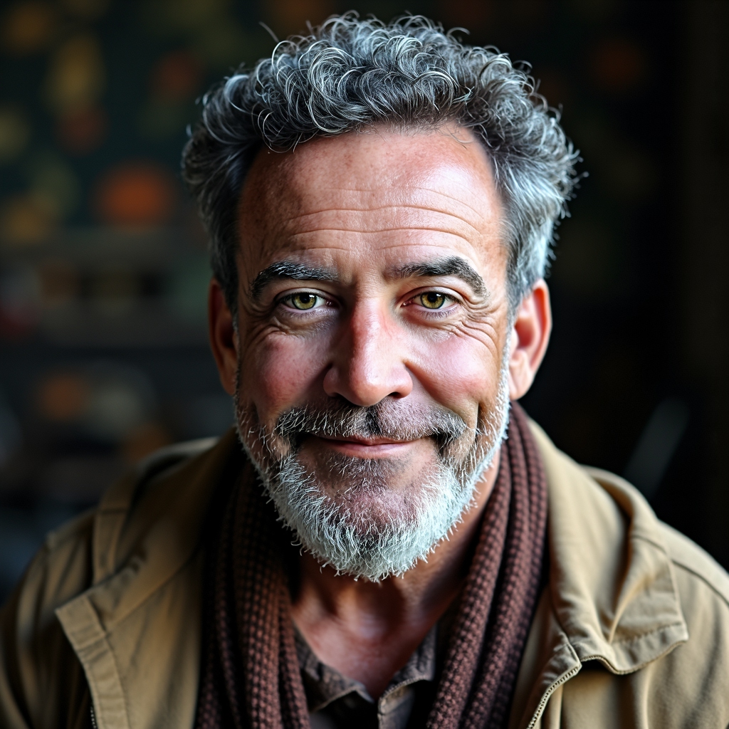 a portrait of jon407 man as a wise, old-FLUX TRAIN